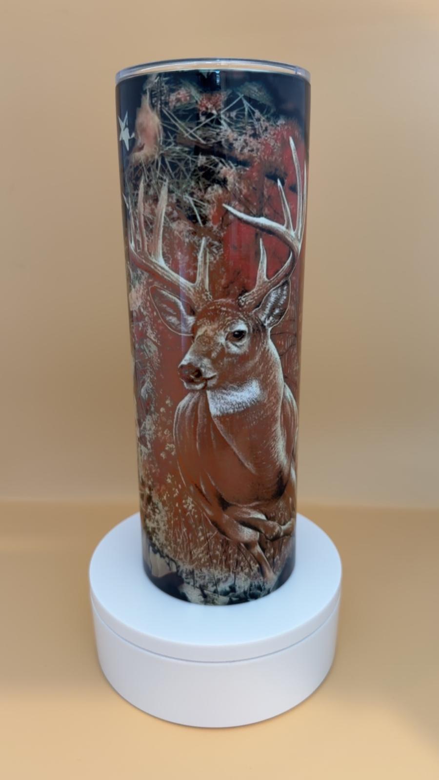 Deer Hunting American Flag Tumbler