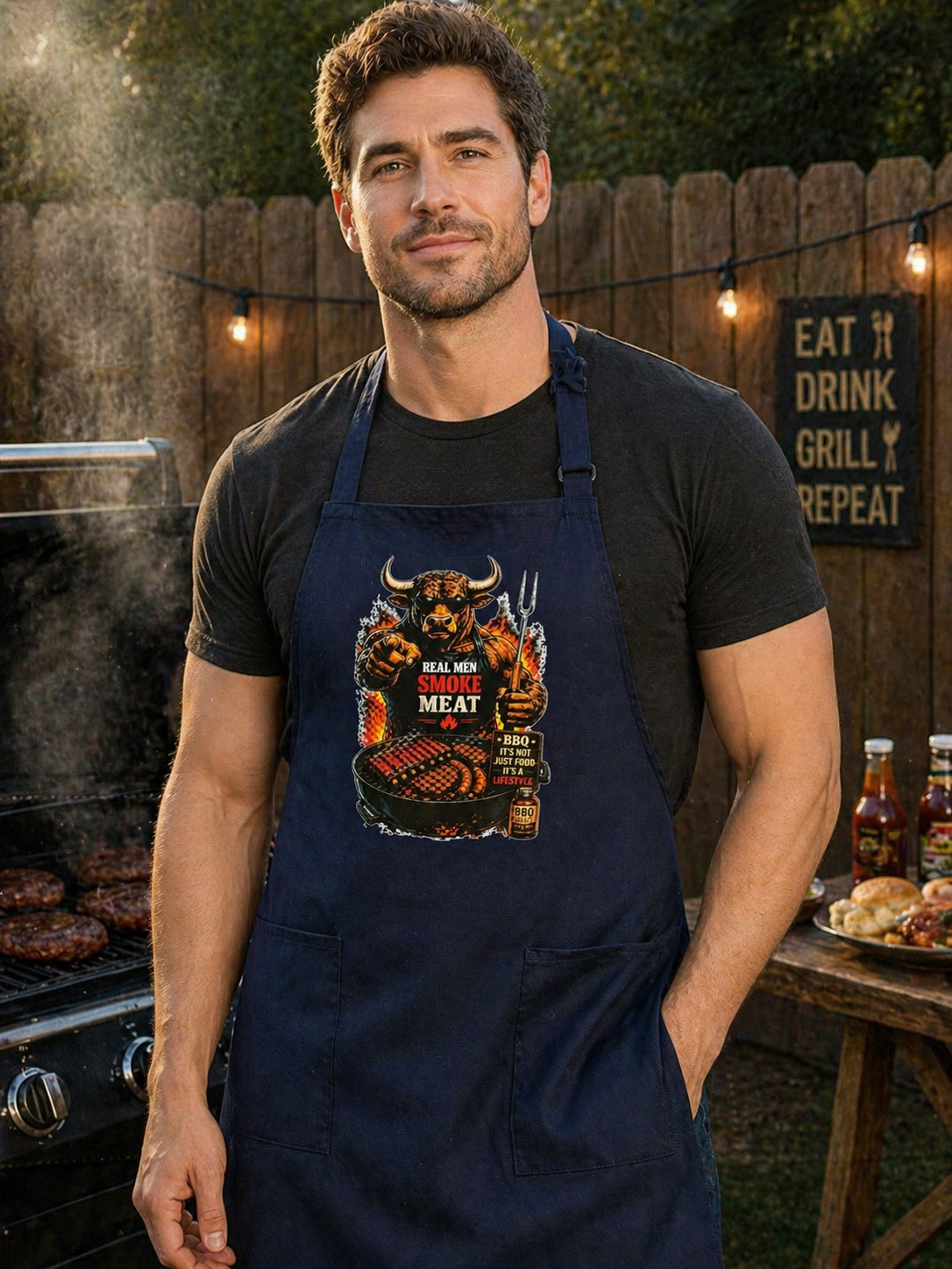 Real Men Smoke Meat Apron