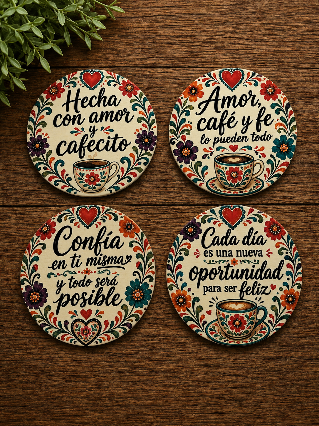 Amor y Cafecito Coasters