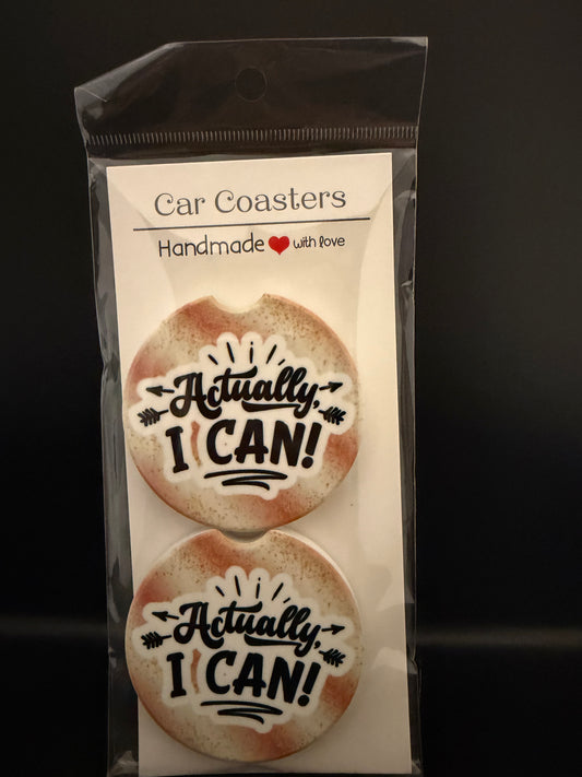 Actually I Can Car Coasters