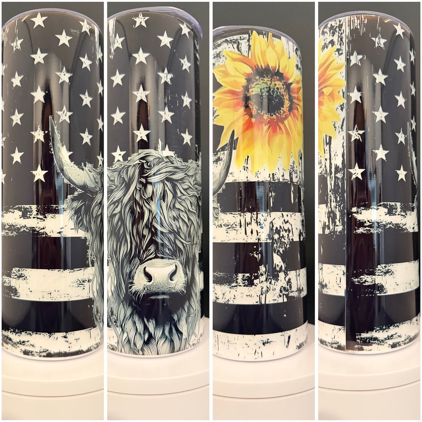 Black & White American Flag Tumbler