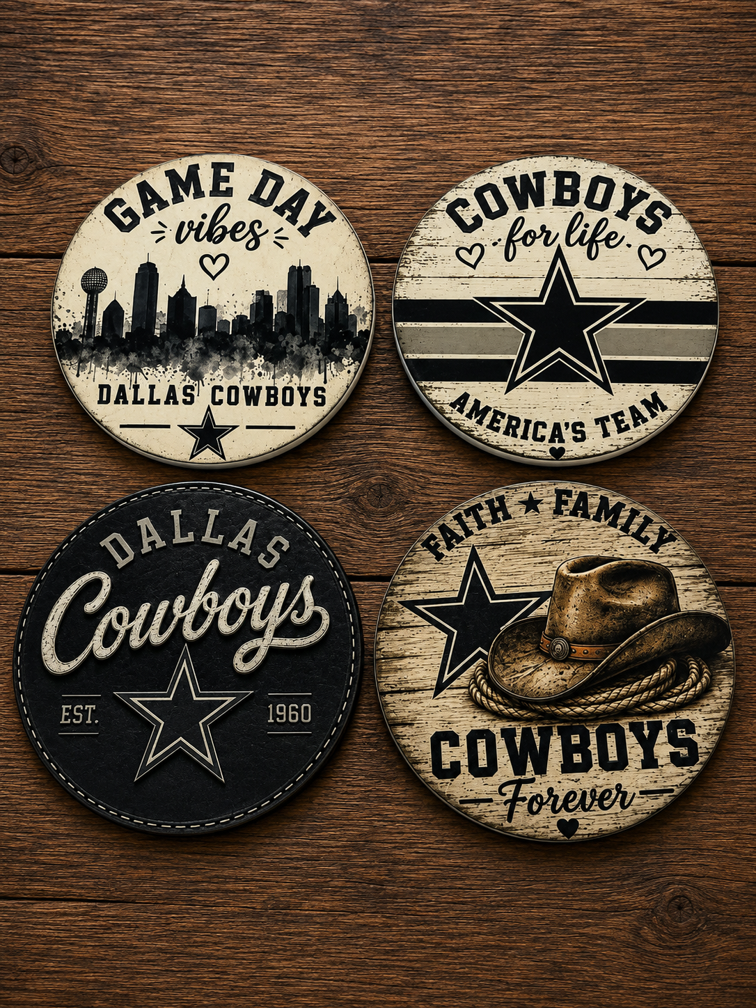 Rustic Dallas Cowboys Coasters