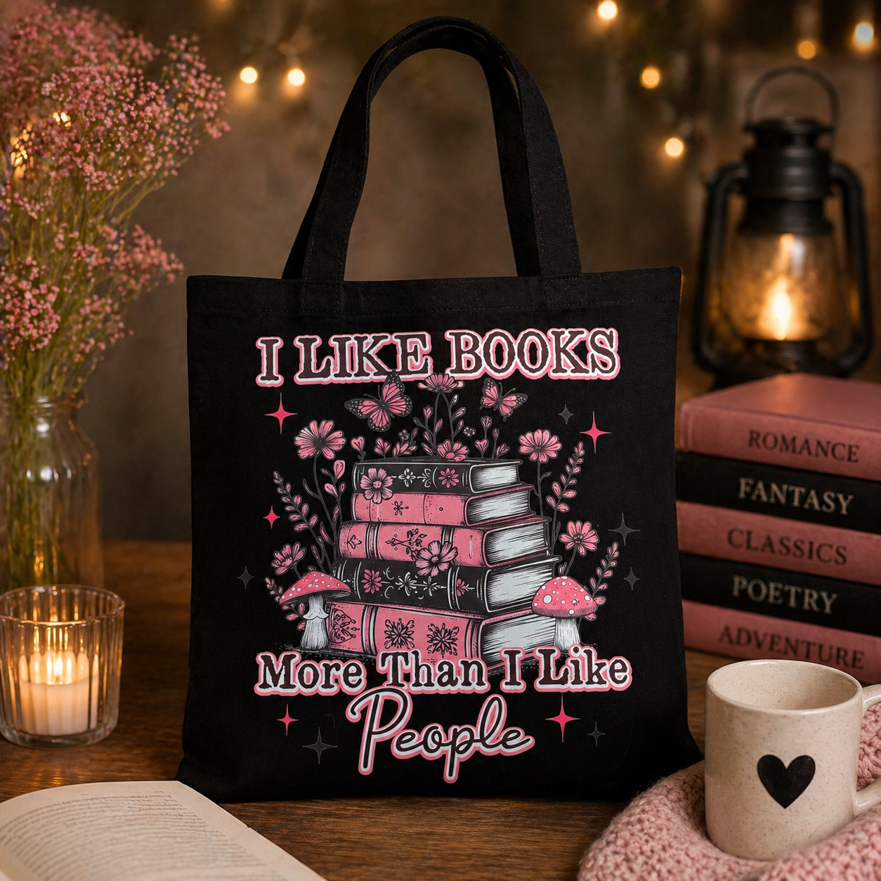 I like books more than I like people Tote Bag