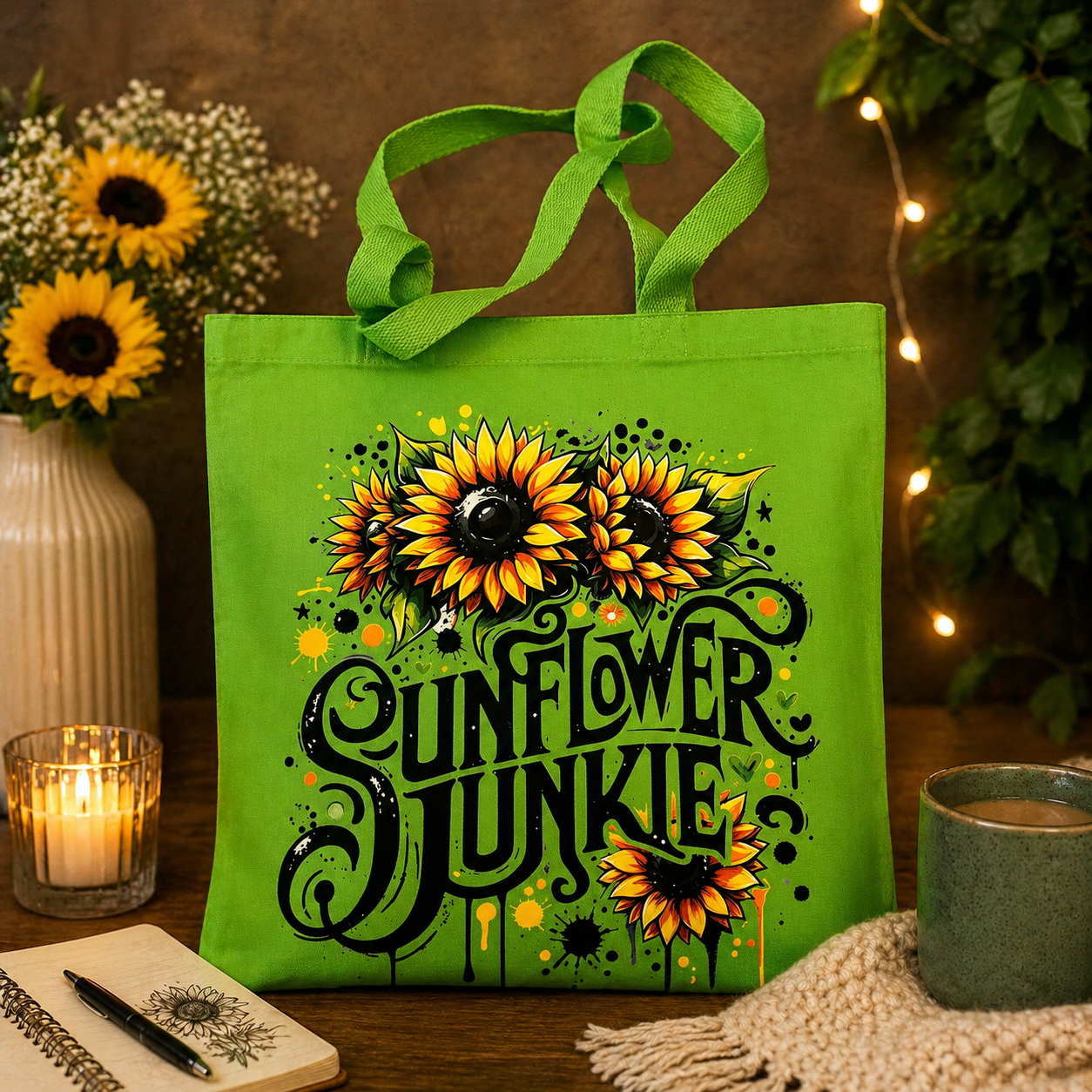 Sunflower Junkie Tote Bag