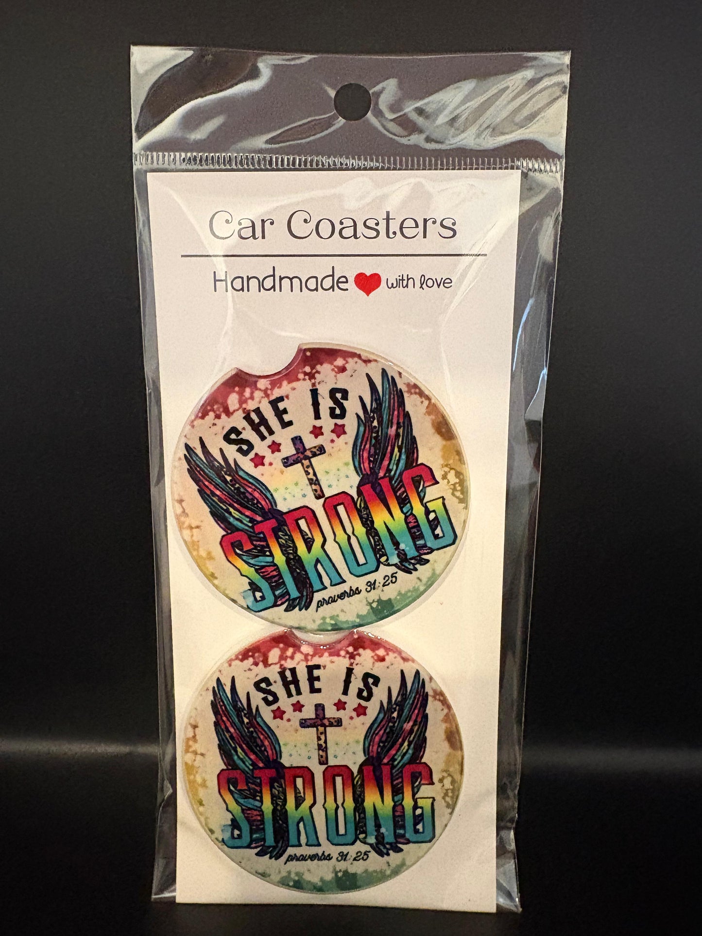 She is Strong Car Coasters