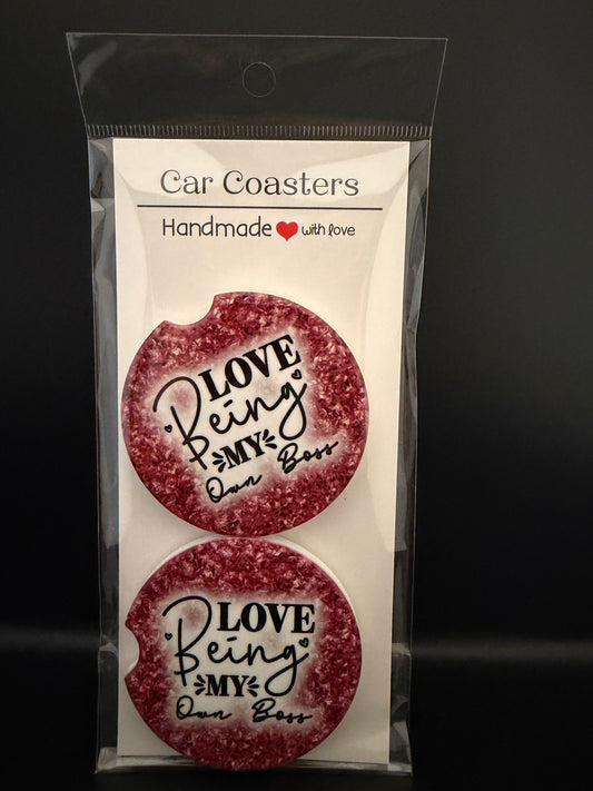 Love being my own Boss Car Coasters