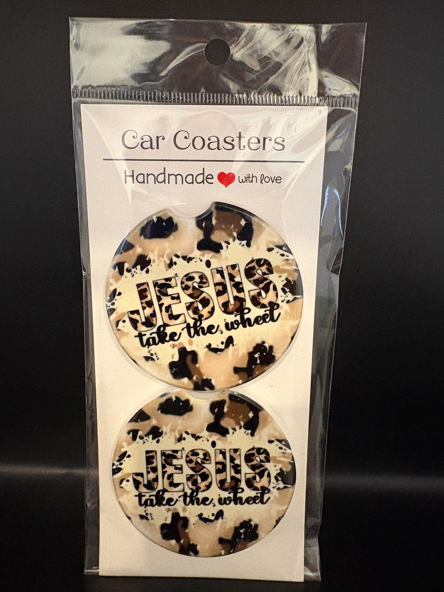 Jesus Take The Wheel Car Coasters