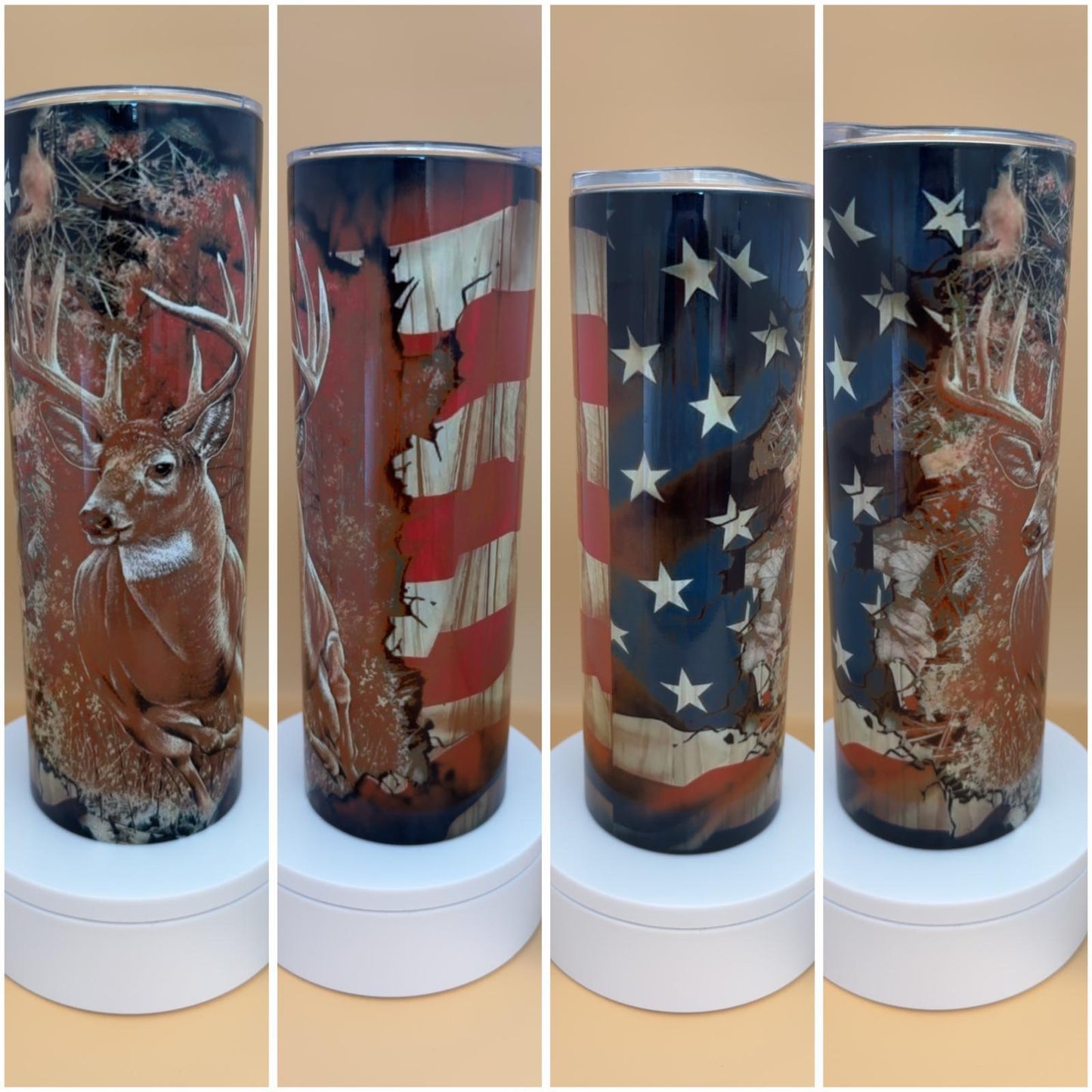 Deer Hunting American Flag Tumbler