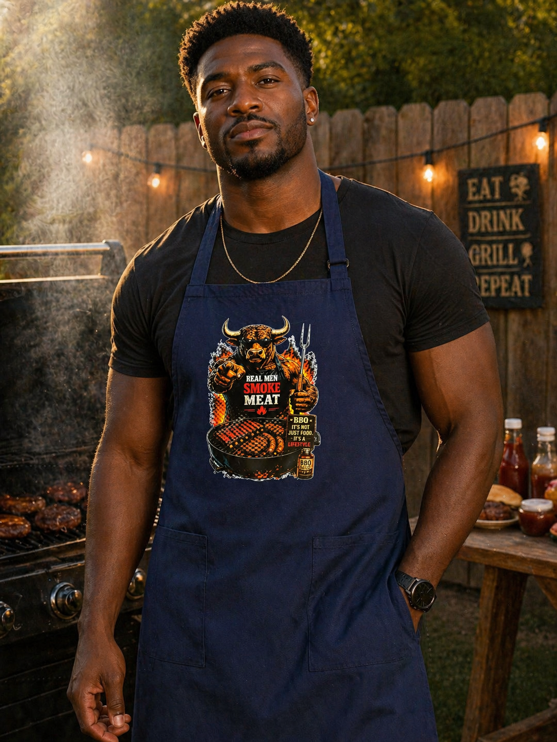 Real Men Smoke Meat Apron