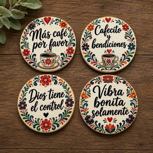Cafecito y Dios Coasters